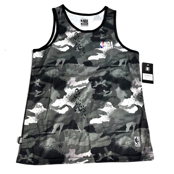 NEW NBA Black Gray Camo Sleeveless Tank Top Original $30 Tags Attached Mens M - Picture 1 of 5